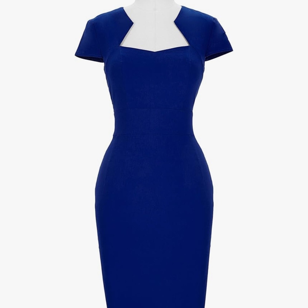 Grace Karin Cobalt Blue Cap Sleeve Mini Dress - Picture 4 of 4